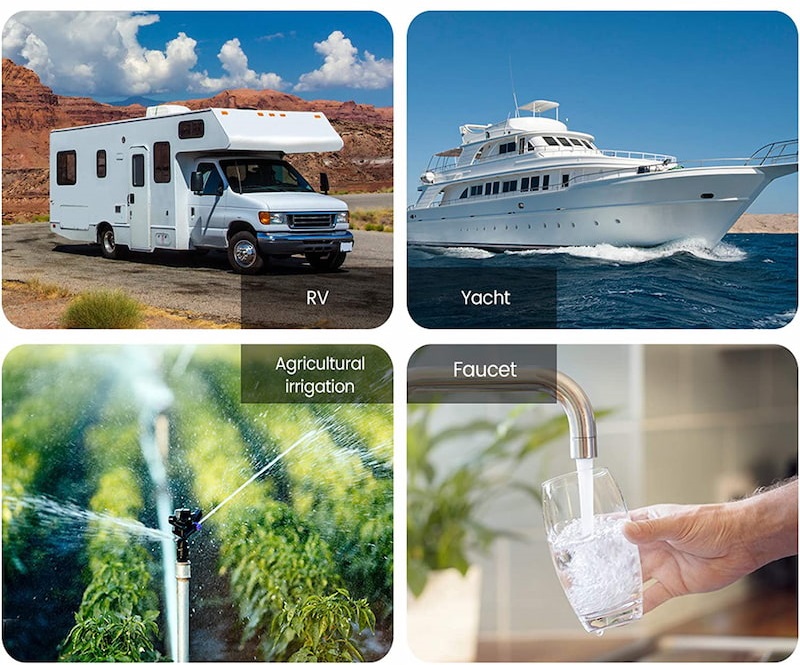 The pump could be widely using for RV, Boat, Water supply, Irrigation