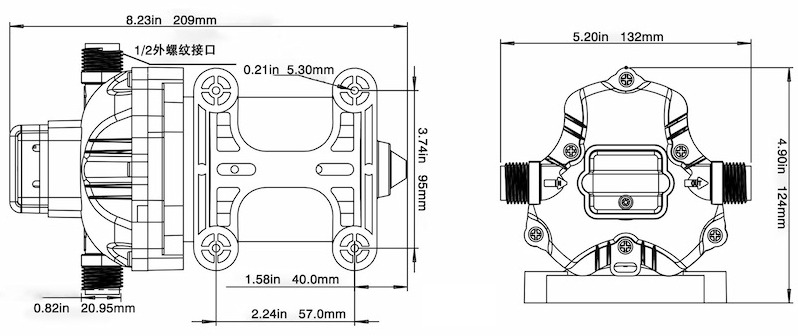 Dimension for 12v/24v Version Dimension for 12v/24v Version