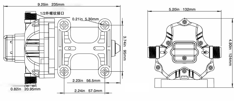 dimesion for F33-115V diaphragm pump dimesion for F33-115V diaphragm pump